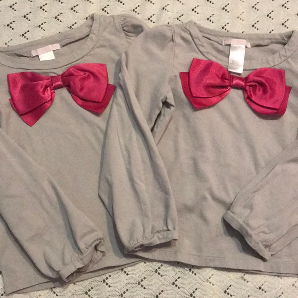 Janie and Jack - Grey Shirt with a pink bow